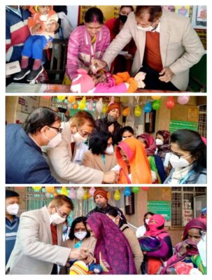 उरई/जालौन: राष्ट्रीय पल्स पोलियो दिवस के अवसर पर एडीएम ने नवजात शिशुओं को पिलाई दवा