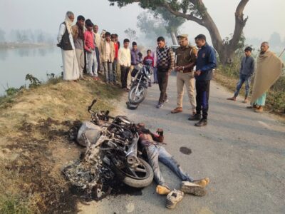 हरदोई: जली हुई बाइक के साथ युवक का जला हुआ शव मिला,पुलिस जाँच में जुटी
