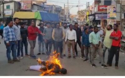 शहडोल : मुख्यमंत्री का पुतला दहन किया