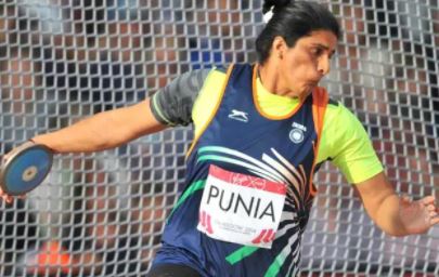 सीमा पूनिया का डिस्कस थ्रो में  शानदार प्रदर्शन
