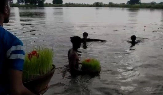 रायपुर: घुलघुल में किया गया भोजली विसर्जन