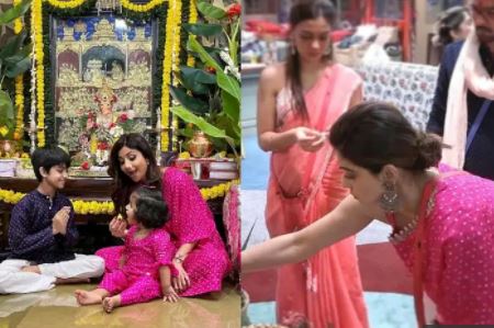 शमिता शेट्टी और शिल्पा शेट्टी ने मैचिंग ड्रेस पहनकर किया बप्पा का स्वागत, वायरल हुई तस्वीरें