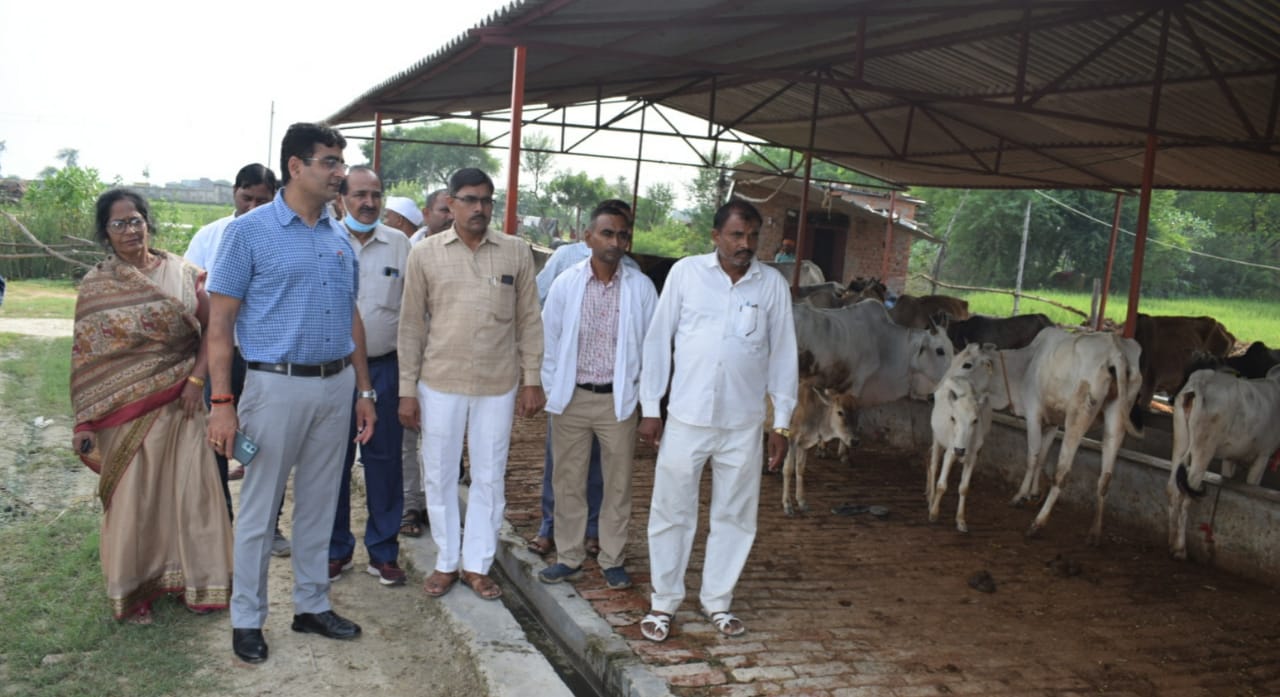 प्रयागराज-जिलाधिकारी ने कौंधियारा ब्लाक के पंवरी में बनाये गये गोशाला का किया निरीक्षण,