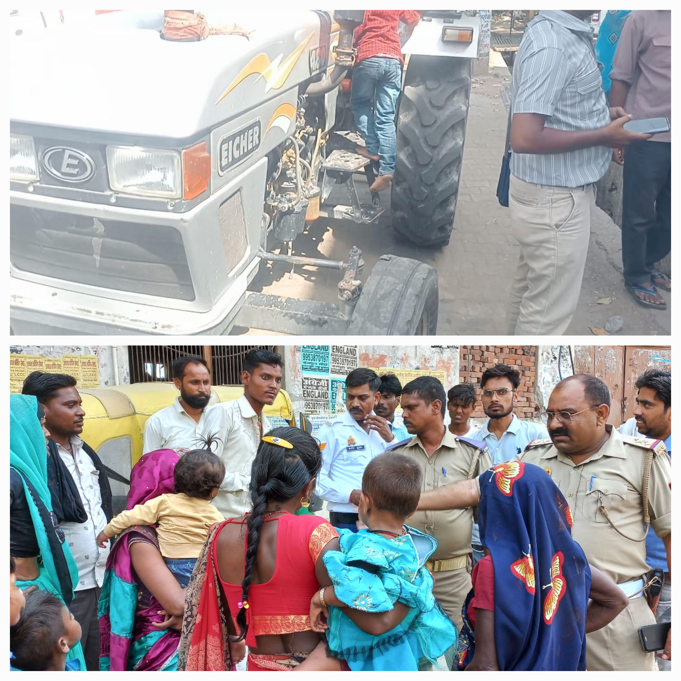 फर्रुखाबाद:- टी एस आई रजनेश कुमार में ट्रैक्टर -ट्राली में भरी सवारियों को पढ़ाया यातायात नियमो का पाठ ।