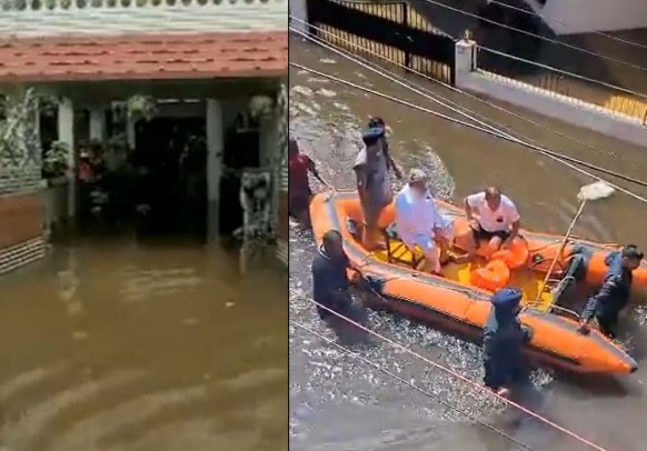 बाढ़ में डूब गया हरियाणा के गृह मंत्री का घर, नाव में सवार होकर पहुंचे विज !