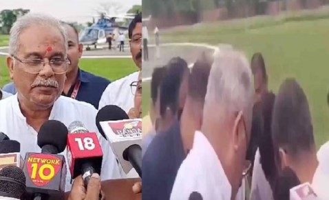 'डरो मत पिरपिटी है, काटेगा नहीं', मीडिया से बात करने के दौरान CM भूपेश के पैरों में घुसा सांप