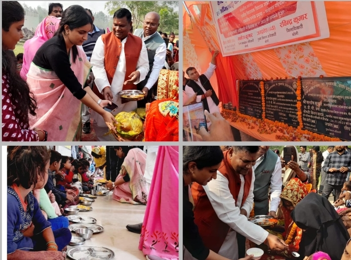 बरेली - हॉट कुक्ड मील योजना का शुभारम्भ एवं आंगनवाड़ी केंद्रों का शिलान्यास हुआ।