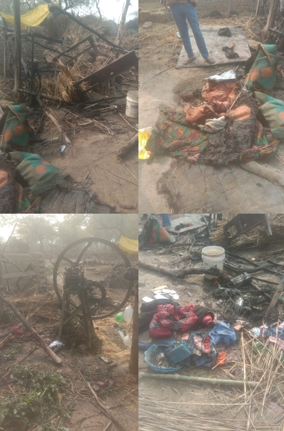 हरदोई: राम मूर्ति प्राण प्रतिष्ठा के शुभ अवसर पर दीप जलाते समय लगी आग