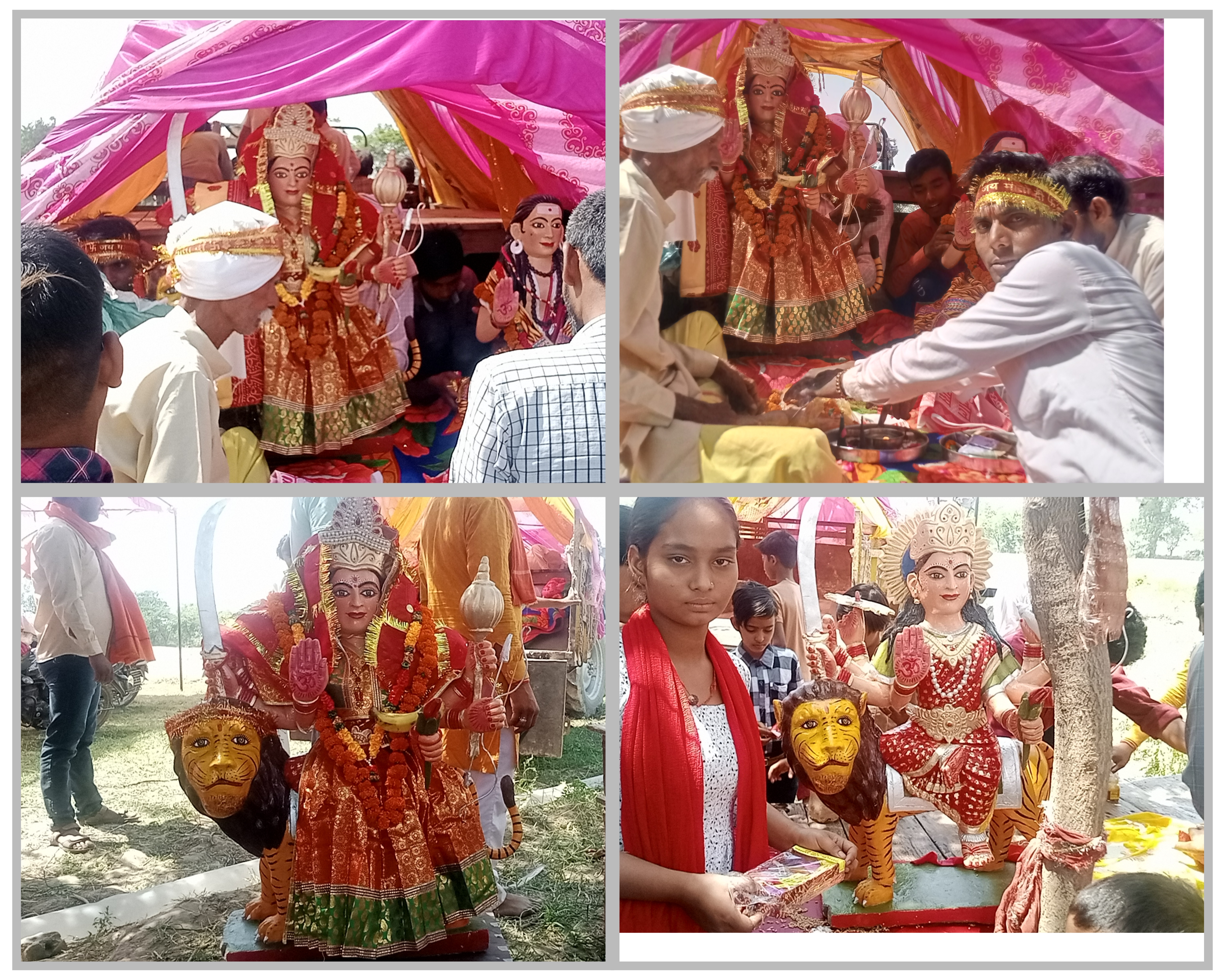 बरेली : आंवला वजीरगंज रोड पर की गई माता रानी की मूर्ति स्थापना।