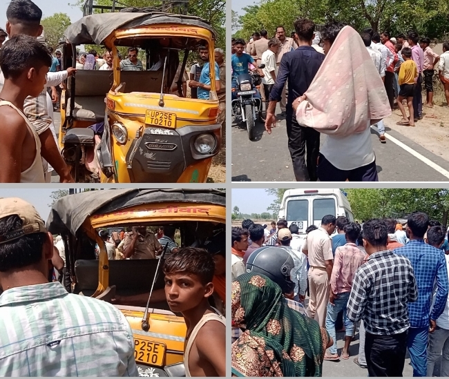बरेली - टैम्पो और बाइक आमने-सामने से भिड़े, तीन की मौत, आधा दर्जन घायल।