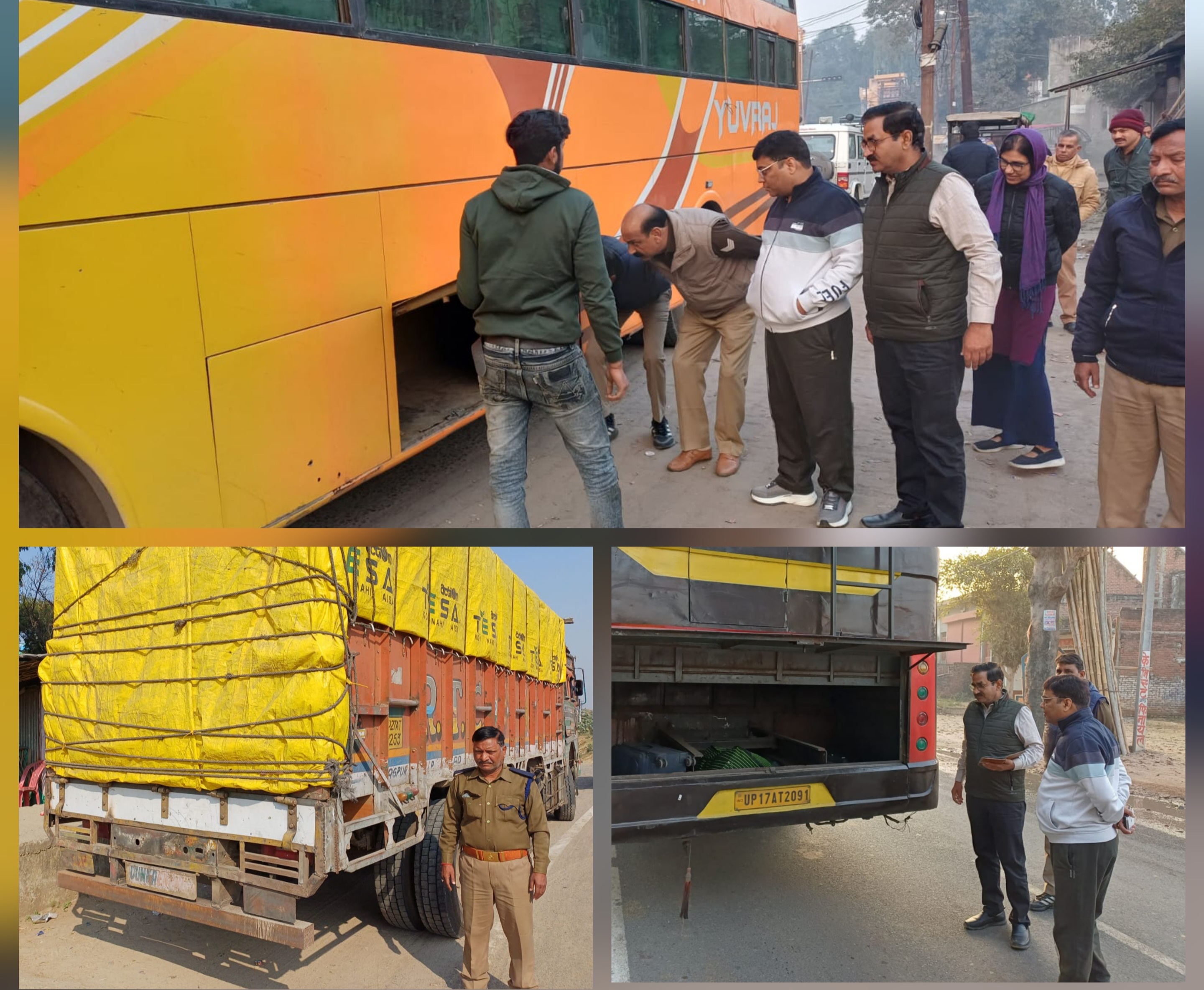 फर्रुखाबाद:बिना प्रपत्र माल ढोते हुए स्लीपर बसों पर विभाग की बड़ी कार्रवाई, 2 ओवरलोड ट्रक सीज – कुल 1.27 लाख का जुर्माना