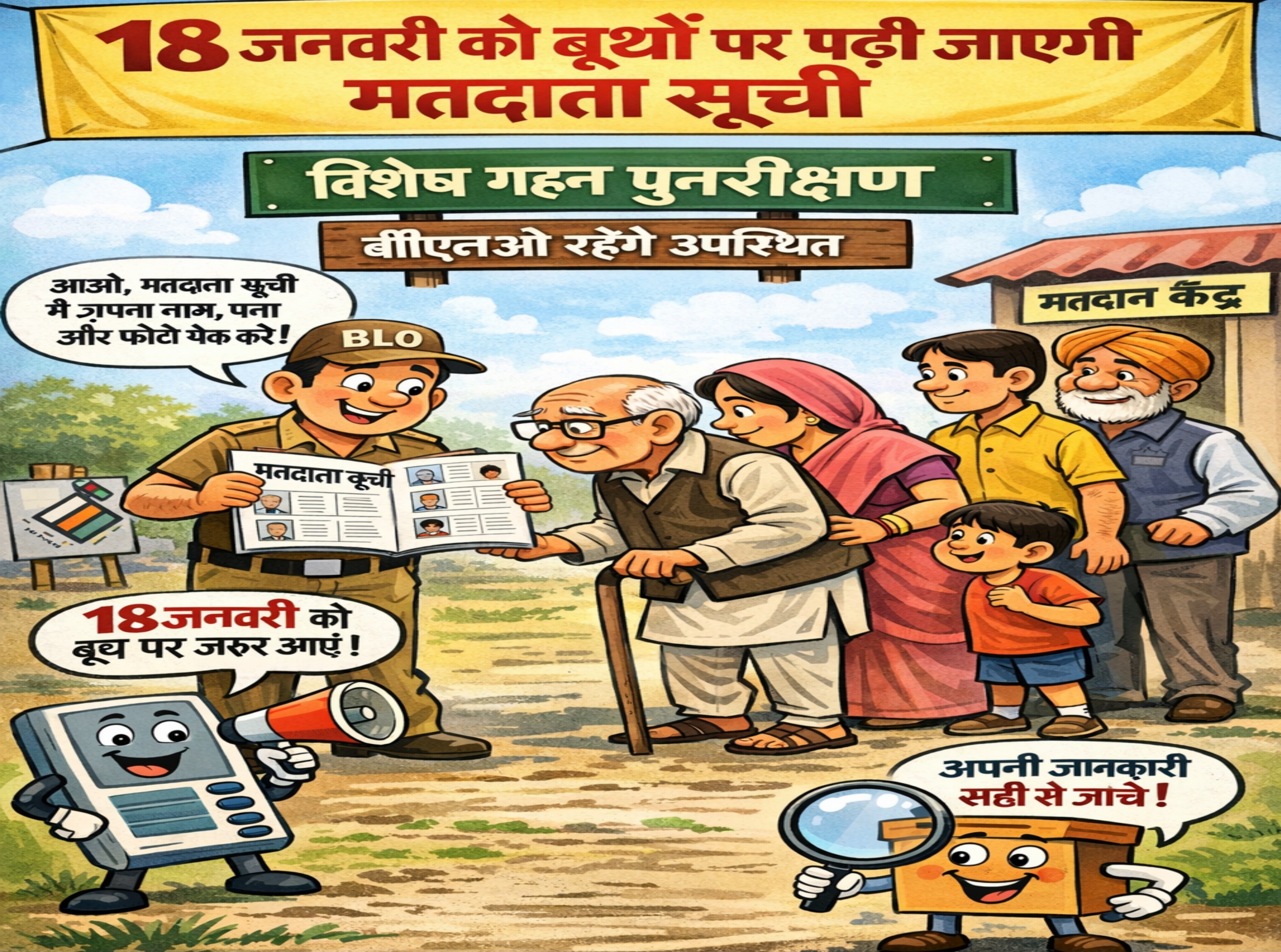 फर्रुखाबाद:18 जनवरी को बूथों पर पढ़ी जाएगी मतदाता सूची, विशेष गहन पुनरीक्षण के तहत बीएलओ रहेंगे उपस्थित।