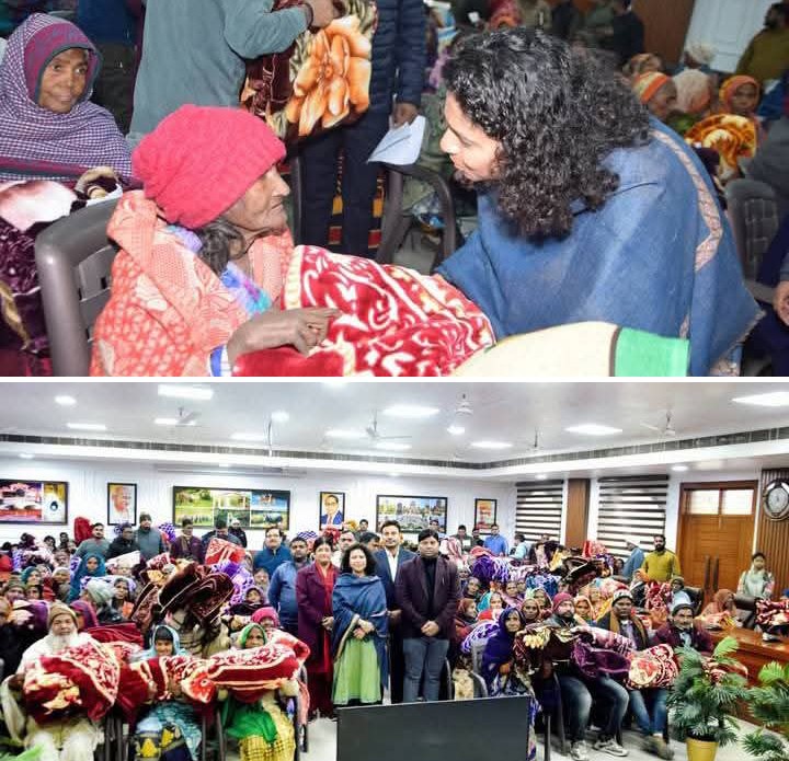 लखीमपुर खीरी : डीएम ने कलेक्ट्रेट से वृद्धाश्रम तक मिठाई व कम्बल वितरित कर  दी नववर्ष की शुभकामनाएं