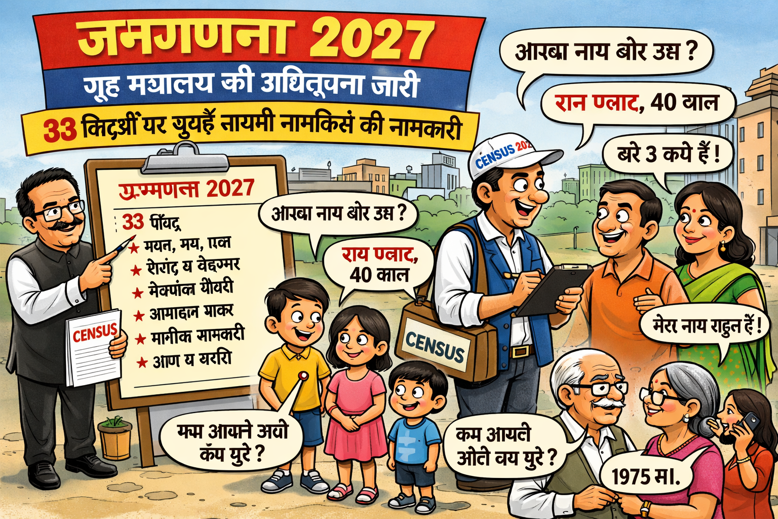नई दिल्ली: जनगणना 2027 को लेकर गृह मंत्रालय की अधिसूचना जारी, 33 बिंदुओं पर जुटाई जाएगी नागरिकों की जानकारी