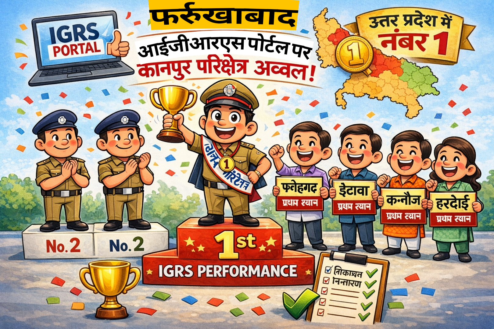 फर्रुखाबाद:आईजीआरएस पोर्टल पर कानपुर परिक्षेत्र अव्वल, फतेहगढ़ सहित सभी जनपदों ने हासिल किया प्रथम स्थान