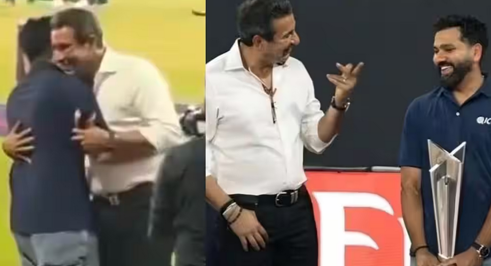 भारत-पाकिस्तान मैच में नहीं हुआ 'हैंडशेक', लेकिन रोहित शर्मा-वसीम अकरम की खास मुलाकात ने चौंकाया