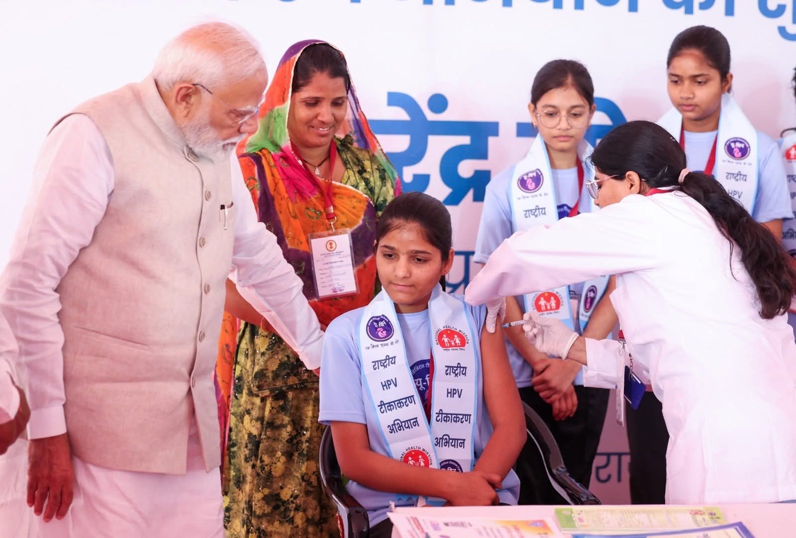 अजमेर:प्रधानमंत्री नरेंद्र मोदी ने अजमेर से राष्ट्रीय HPV टीकाकरण अभियान की शुरुआत की