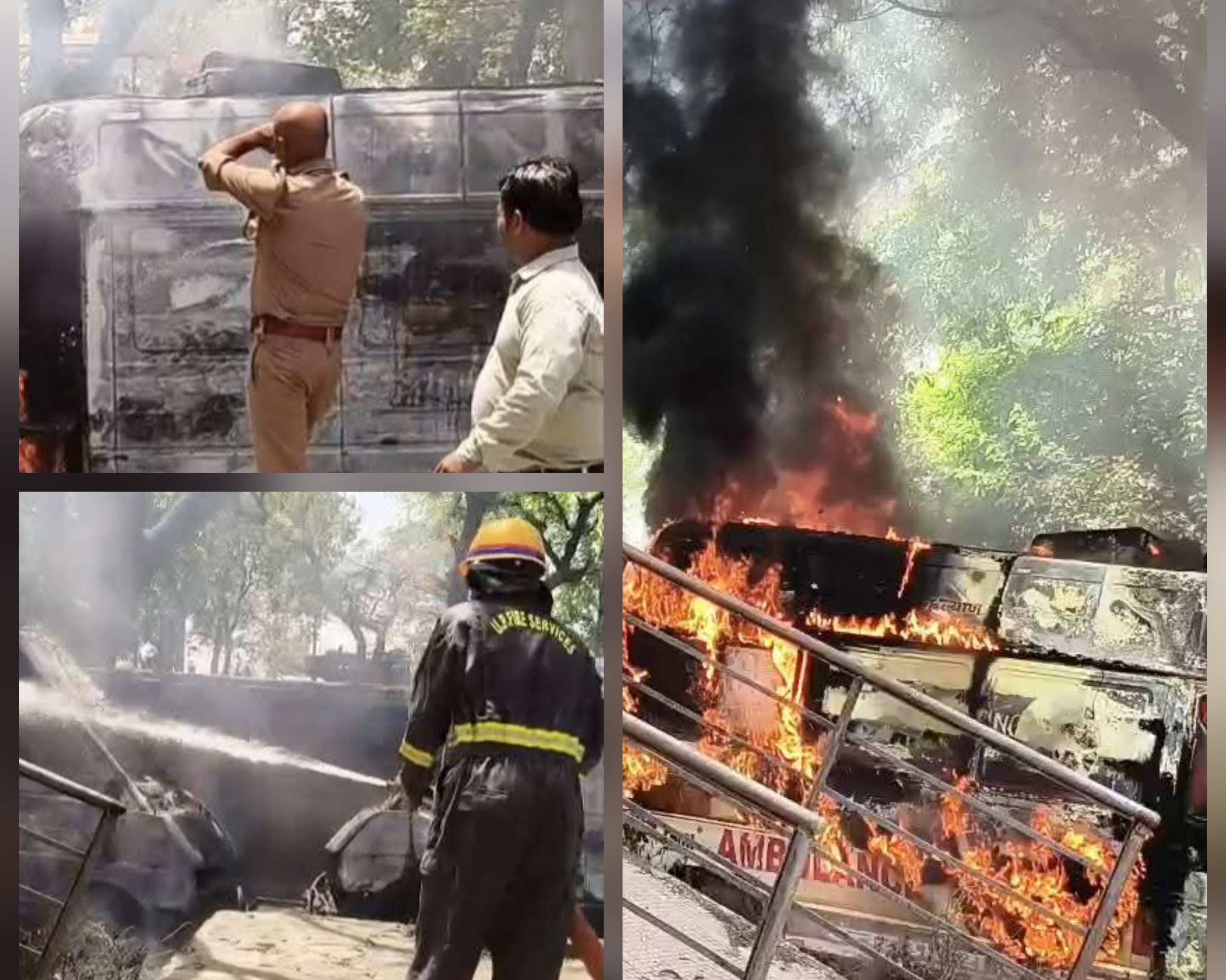 फर्रुखाबाद: कंडम एंबुलेंस में लगी भीषण आग, दमकल ने पाया काबू — सीएचसी कंपिल में मची अफरा-तफरी