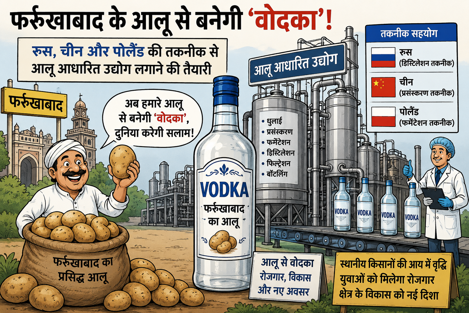 फर्रुखाबाद के आलू से बनेगी ‘वोदका’! रूस, चीन और पोलैंड की तकनीक से आलू आधारित उद्योग लगाने की तैयारी