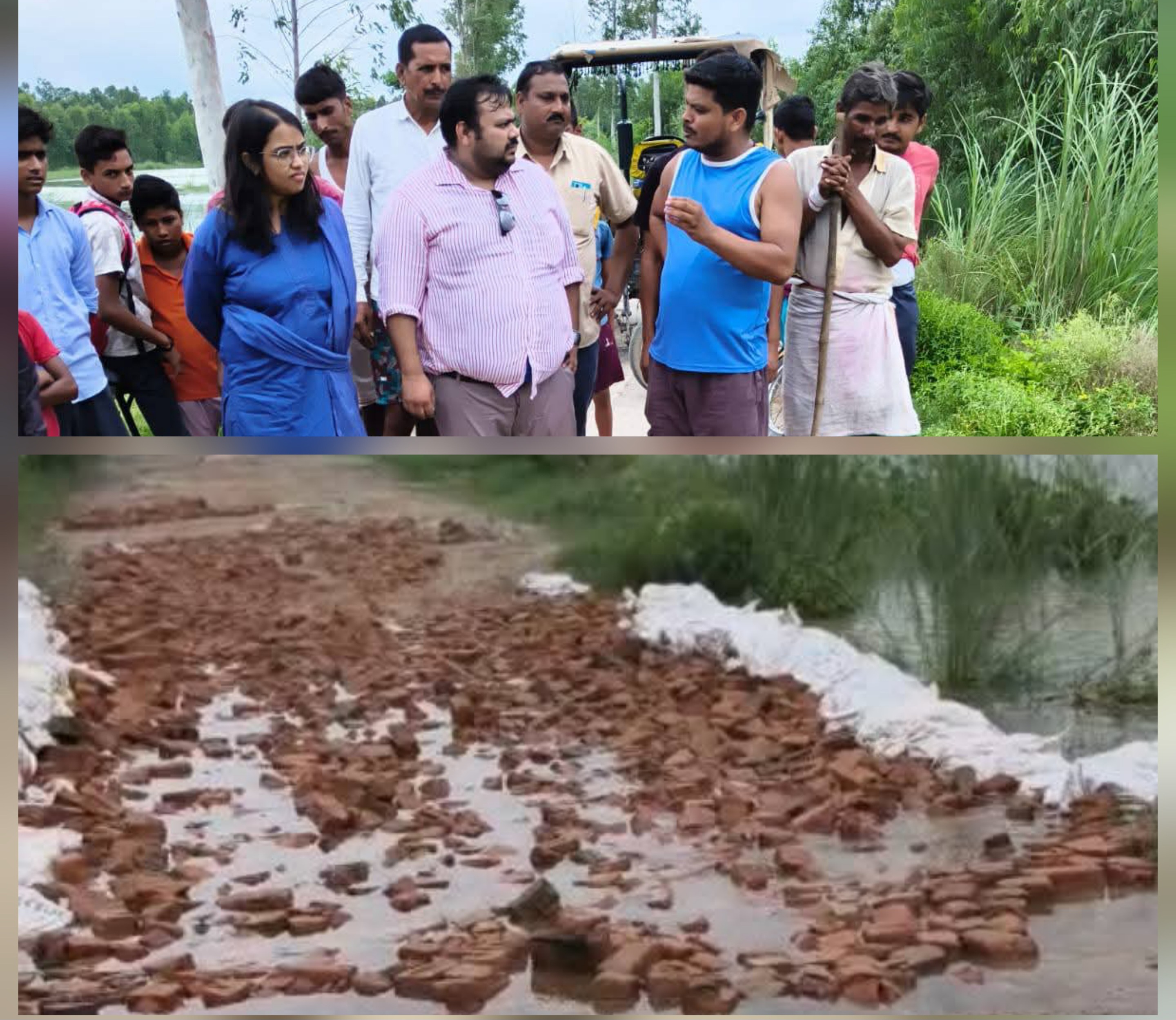फर्रुखाबाद:बाढ़ के कटान से संकट में आई सड़क, एसडीएम श्वेता साहू की तत्परता से बचा आवागमन