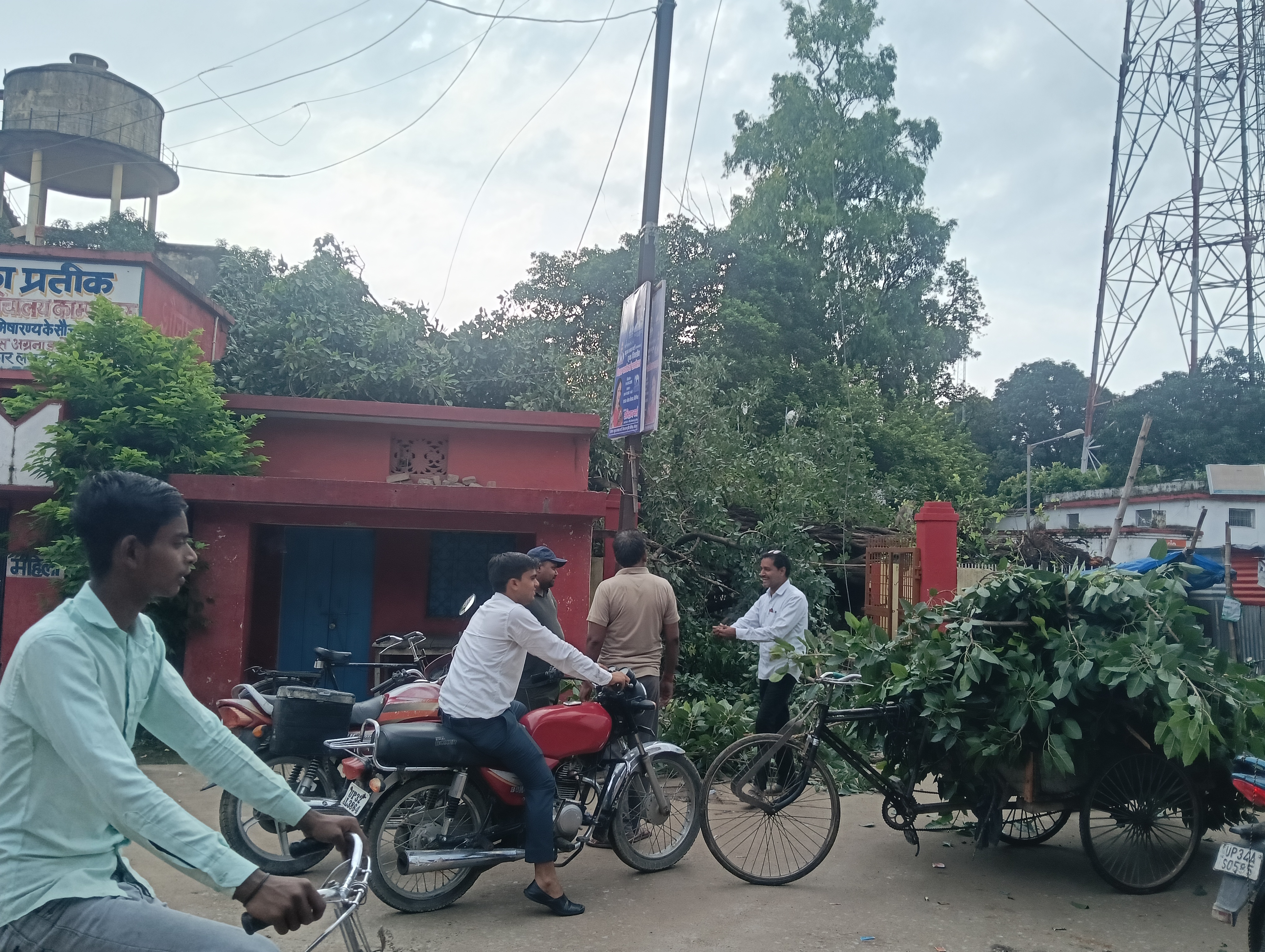 सीतापुर:तहसील चौराहे के पास पेड़ गिरने से मछरेहटा मार्ग जाम, बिजली आपूर्ति भी ठप