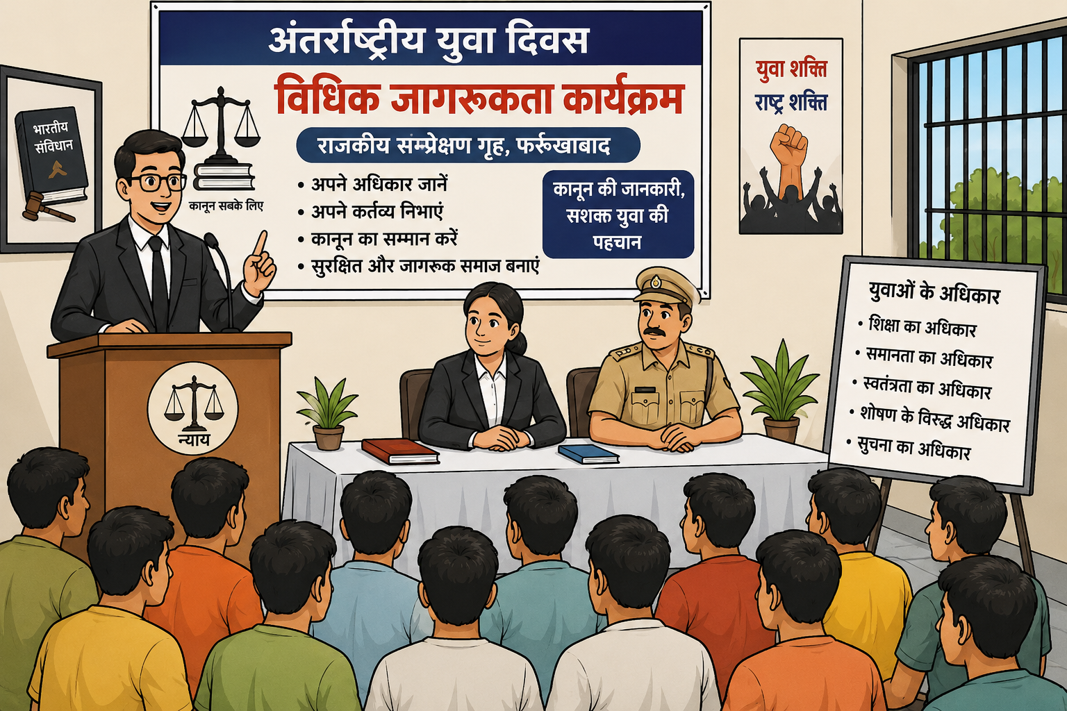 फर्रुखाबाद:अंतर्राष्ट्रीय युवा दिवस पर राजकीय सम्प्रेक्षण गृह में विधिक जागरूकता कार्यक्रम आयोजित