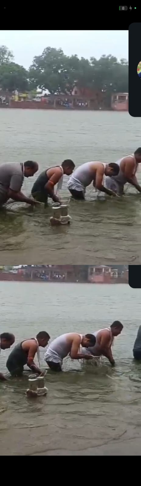 कासगंज सोरों गंगा बाराह घाट  पर केंद्रीय मंत्री बी एल वर्मा द्वारा पूर्वजों का तर्पण 