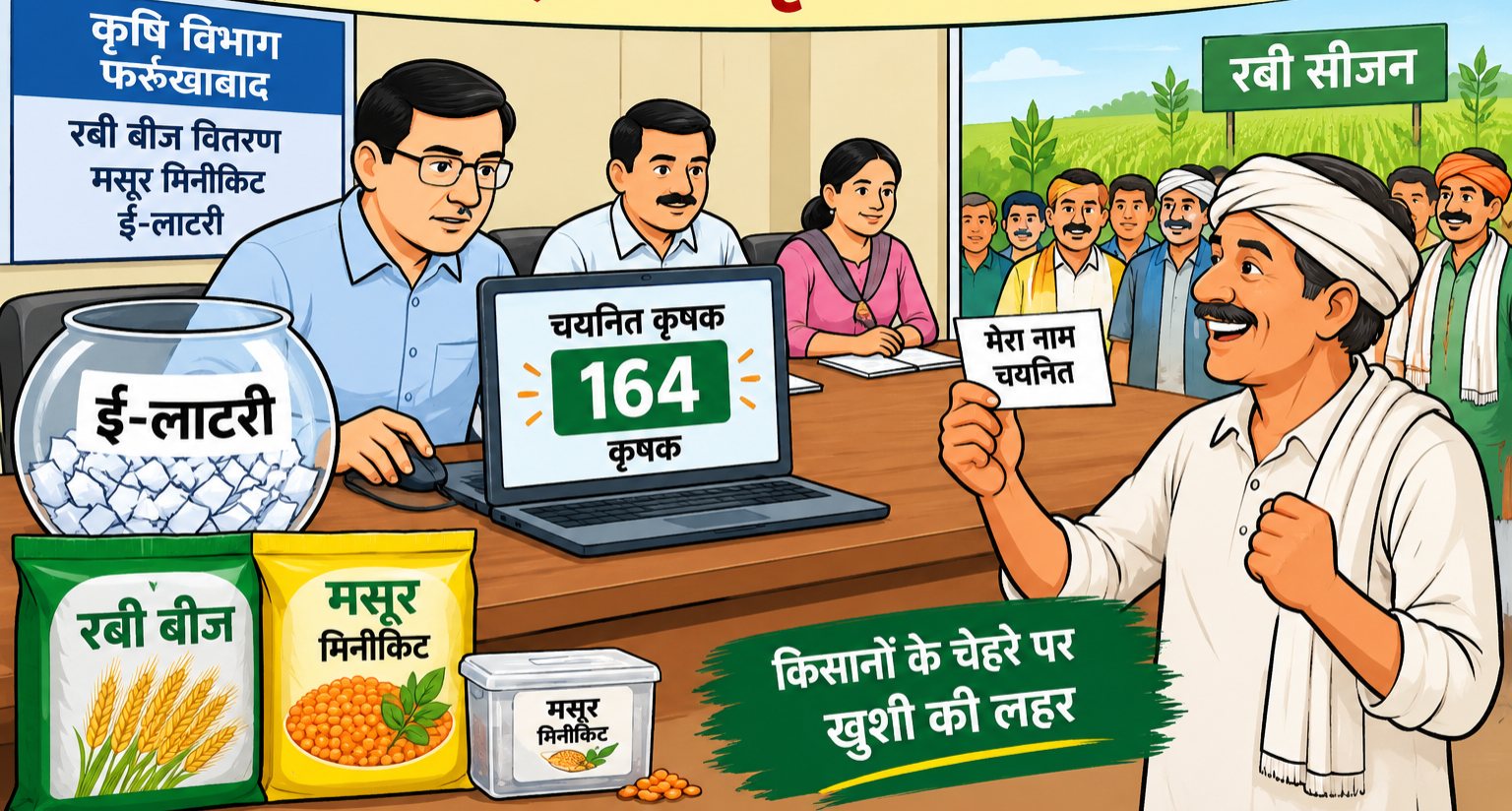 फर्रुखाबाद में रबी बीज व मसूर मिनीकिट वितरण के लिए ई-लाटरी, 164 कृषकों का चयन